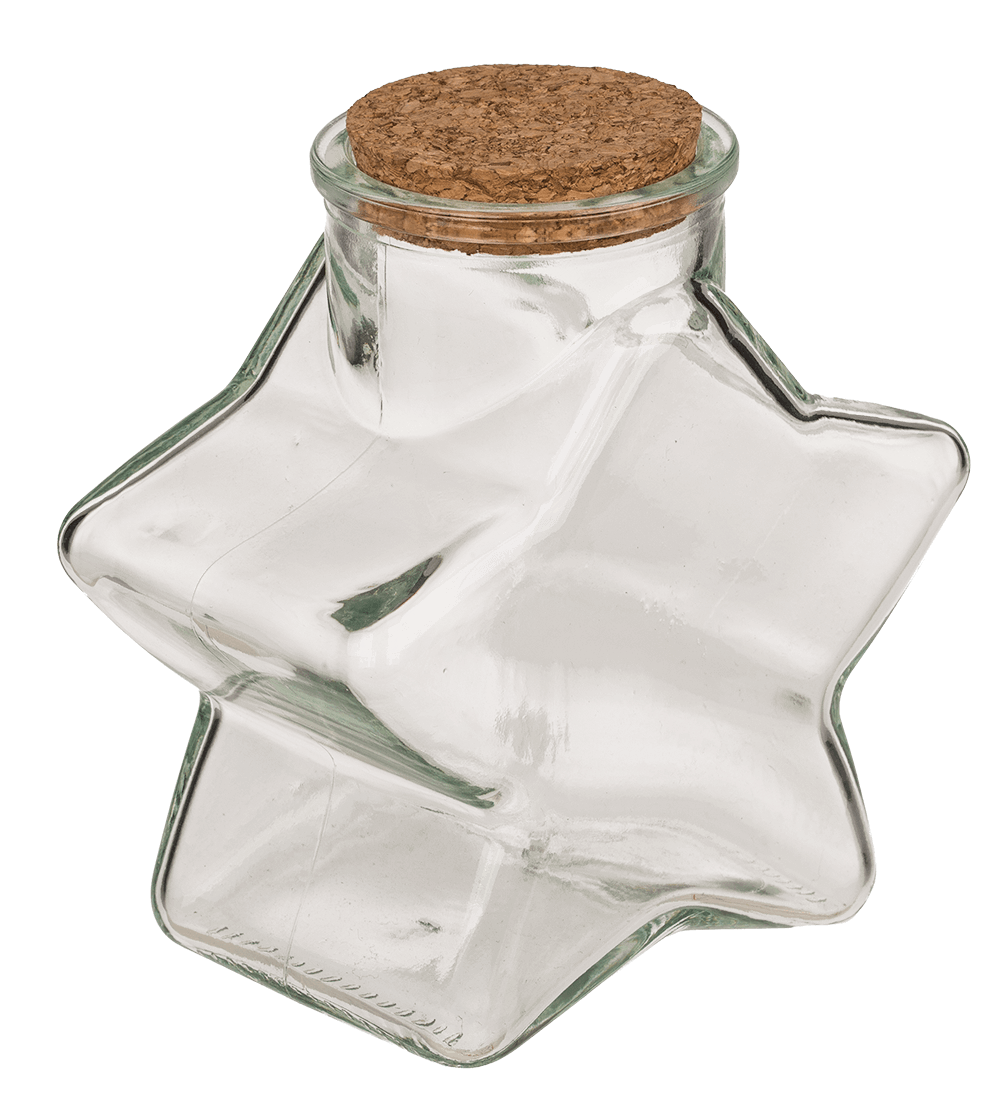 Glass Bottle, Star, ca.11 x 7,5 x 12 cm, with