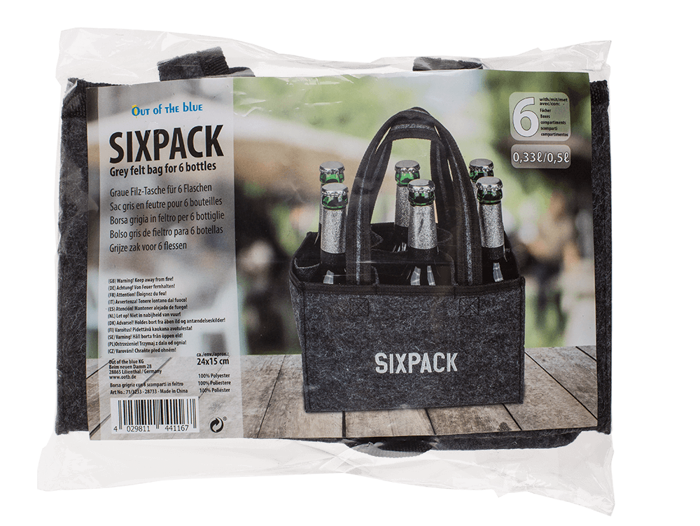Felt Bottle Bag with 6 compartments, Sixpack,