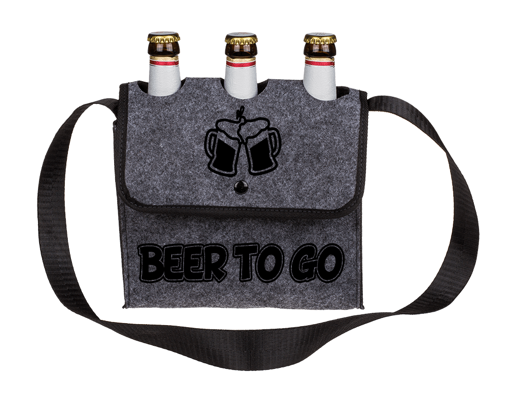 Grey felt shoulder bag, Beer to go,