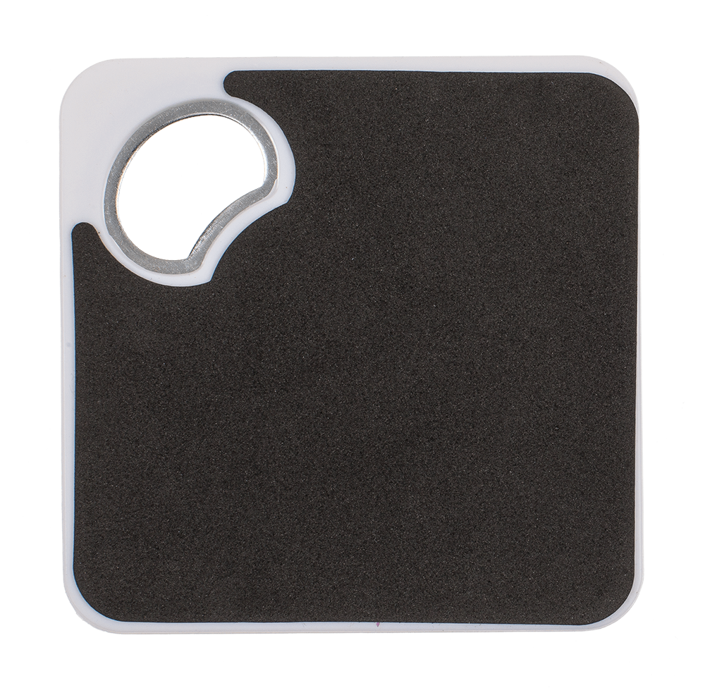 Coaster with bottle opener, German wordings,