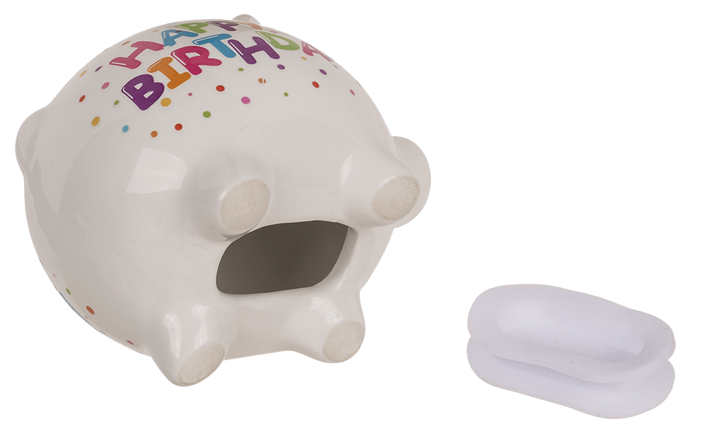 "Happy birthday" Saving bank, ca. 8,8 cm,