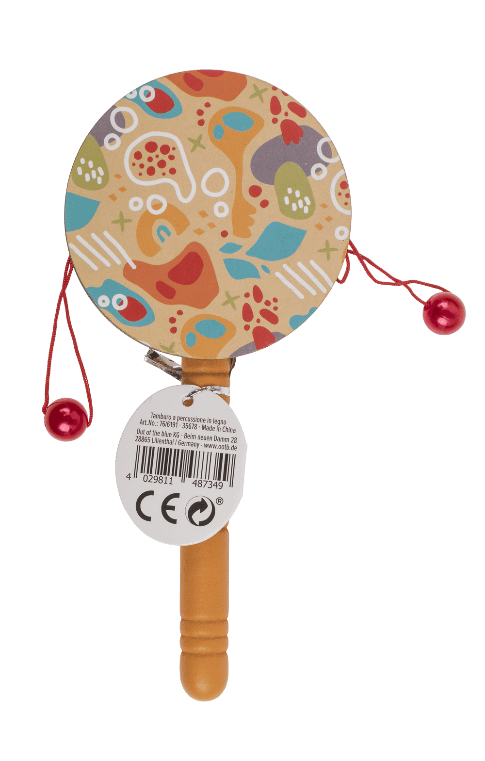 Wooden Percussion Drum, 16 x 7,5 cm,