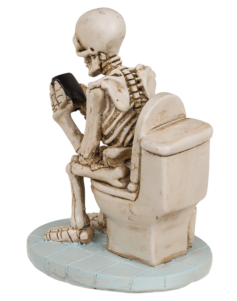 Skeleton on Toilet, ca. 13 x 10 cm,