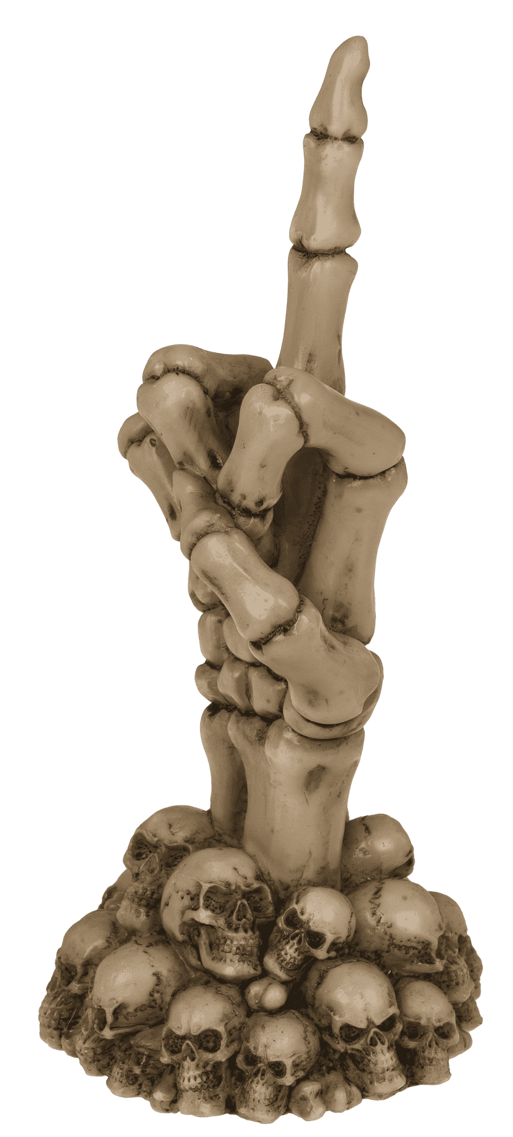 Skeleton Hand, Fuck Off, on skull base,