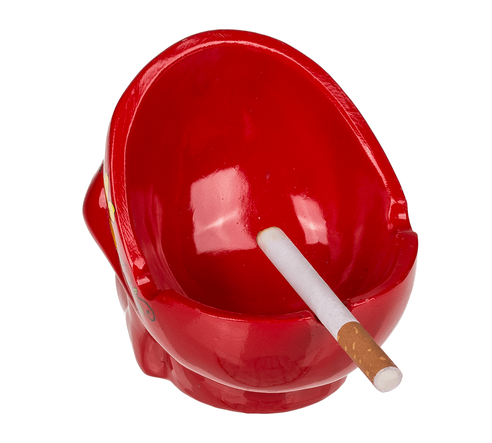 Polyresin ashtray, Coloured Skull I,