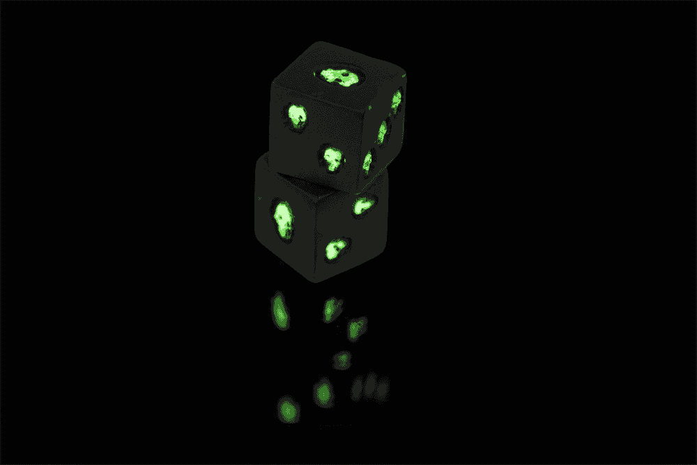 Dice, Skull, glow in the dark,