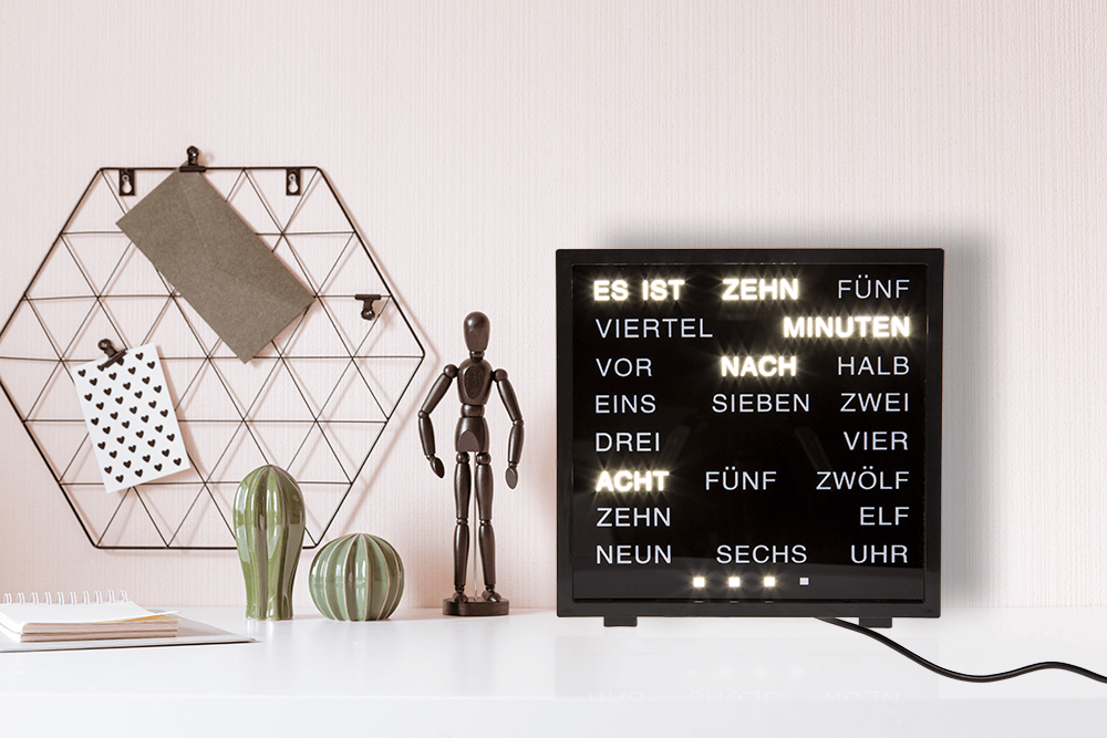 Clock with German words,