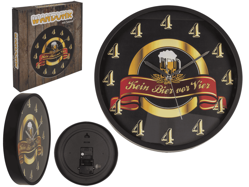 Wall clock with sound, Kein Bier vor 4,