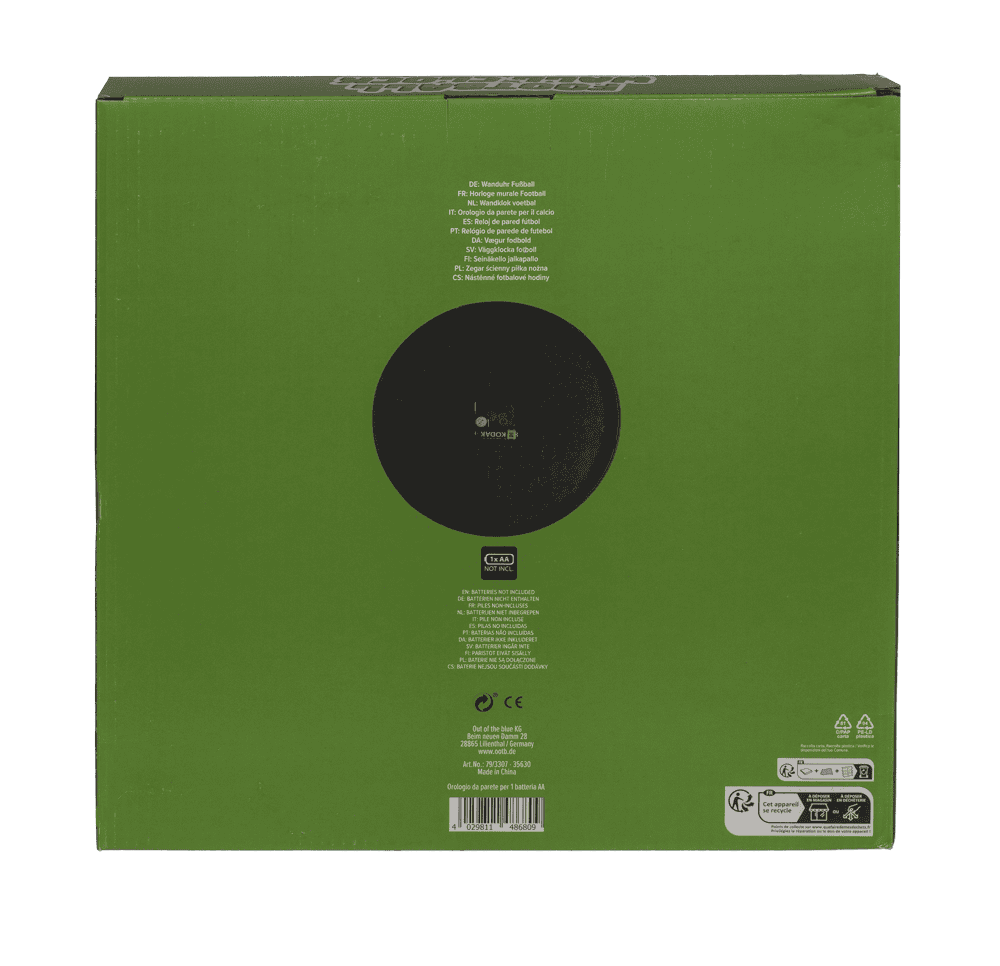 Wall clock, Football, 30 x 30 x 4,5 cm,