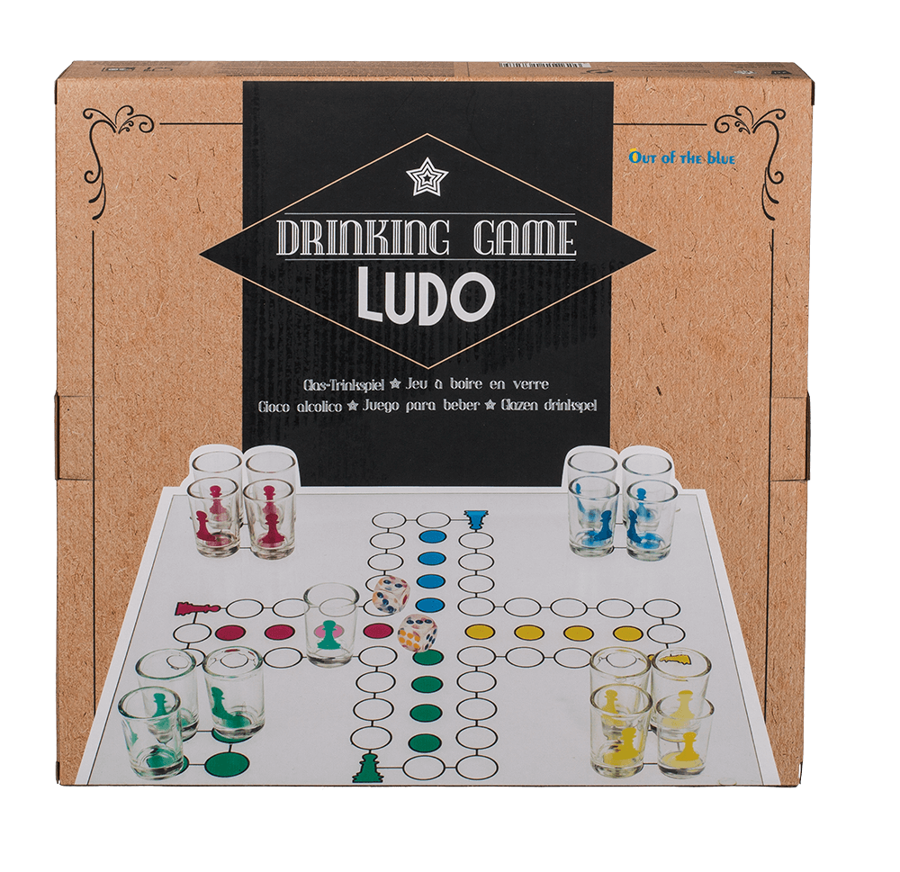 Ludo Drinking Game with 16 glasses & 2 dices,