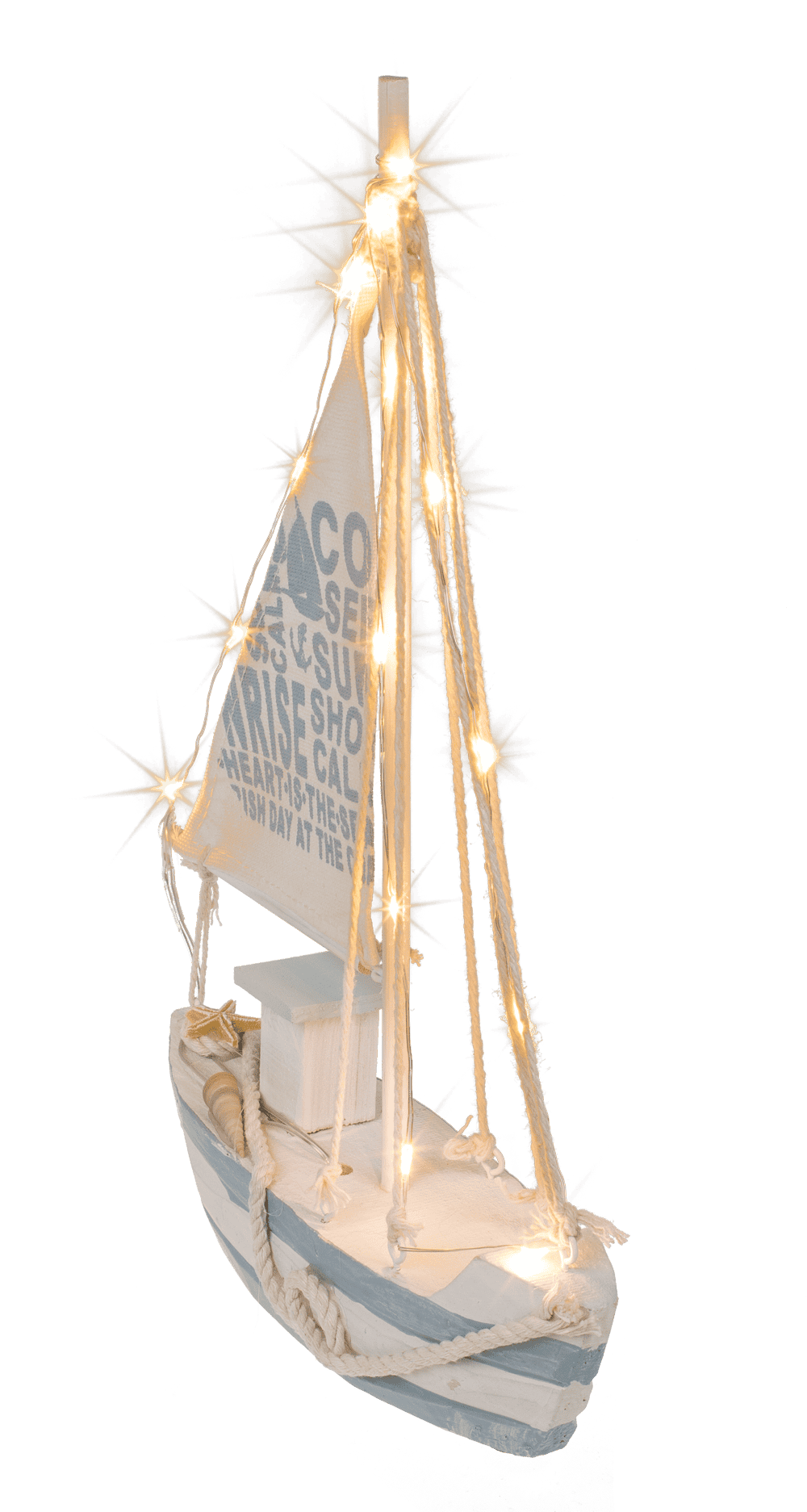 Wooden sailing boat with 13 warm white LED,