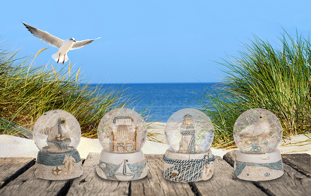 Polyresin glitter ball, maritime,