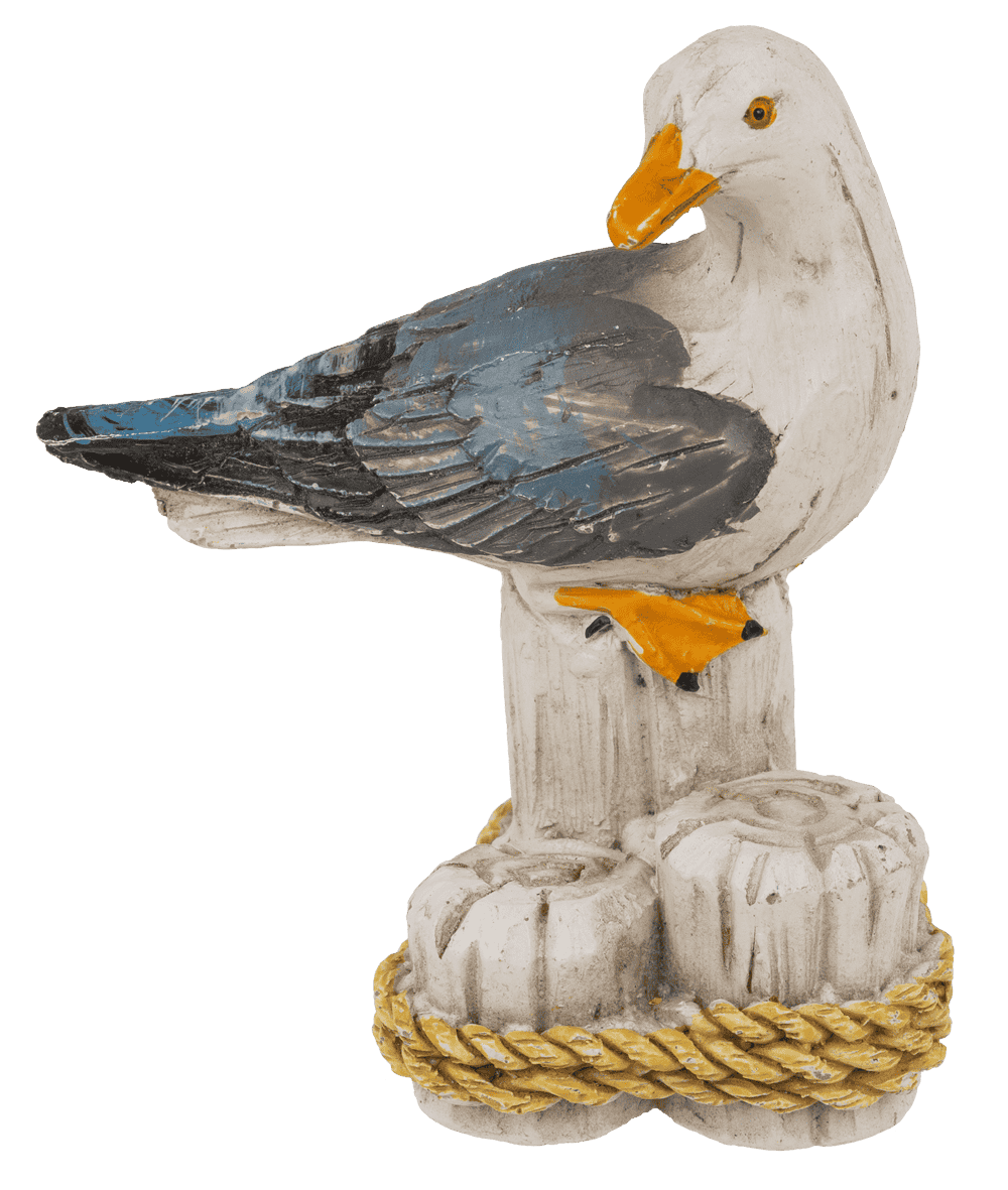 Polyresin decorative figure, Seagull on bollard,