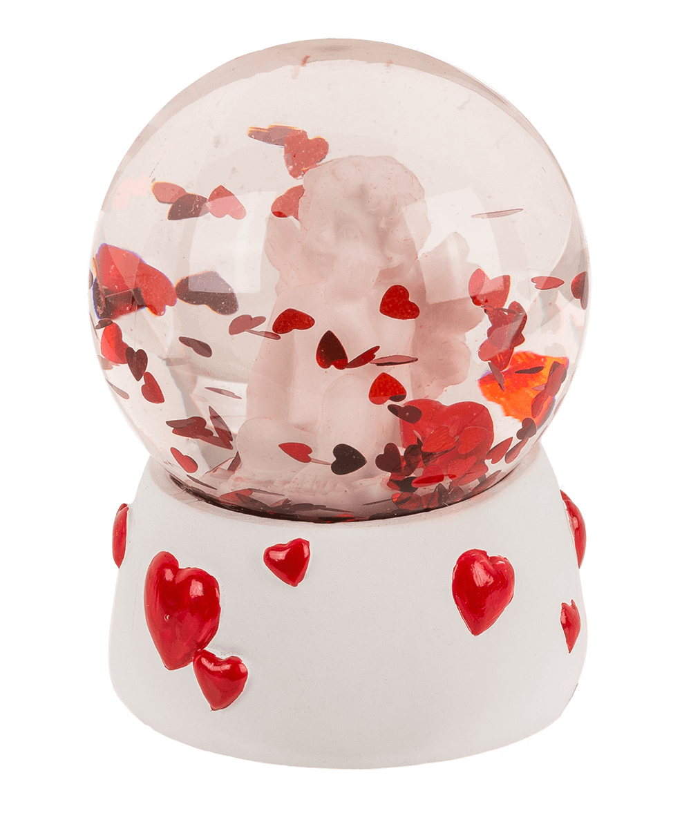 Polyresin glitterball, Angel withl heart,