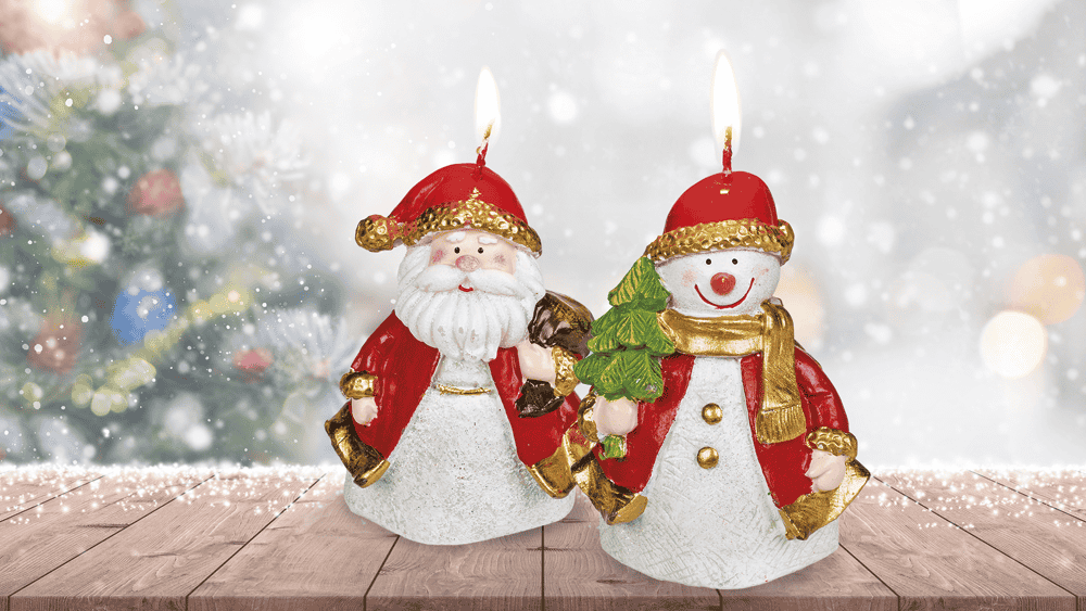 Candle, Santa Claus & Snowman assorted,