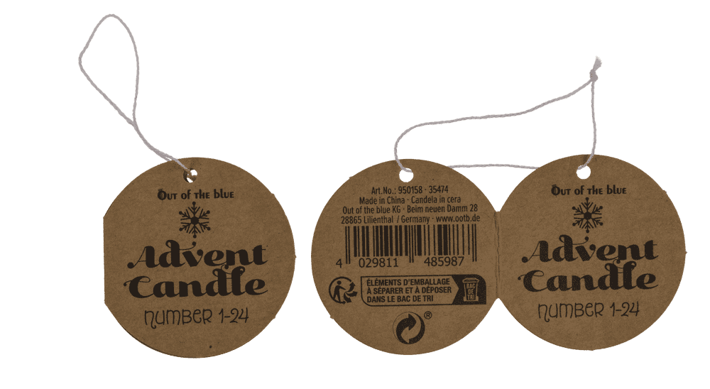 Pillar candle, advent candle 1-24,
