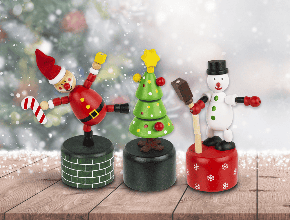 Wooden Pushing Puppet, Christmas,