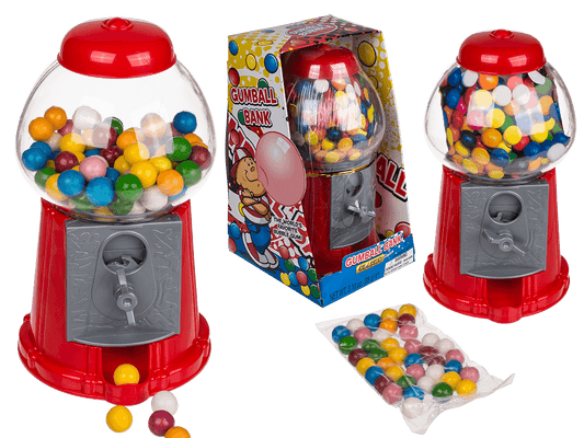 Red gumball machine, with ca. 90 g chewing gums,