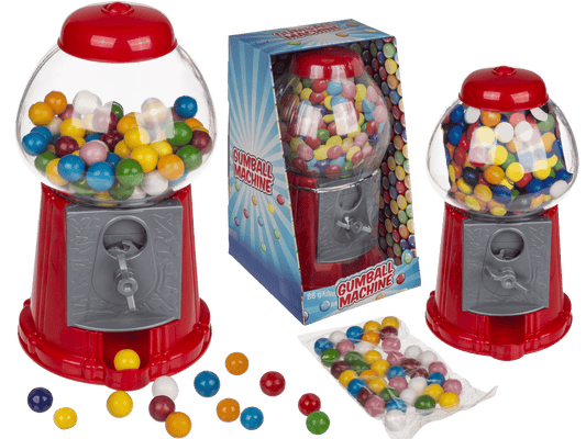 Red gumball machine, with ca. 90 g chewing gums,