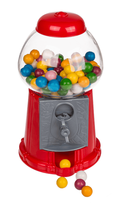 Red gumball machine, with ca. 90 g chewing gums,