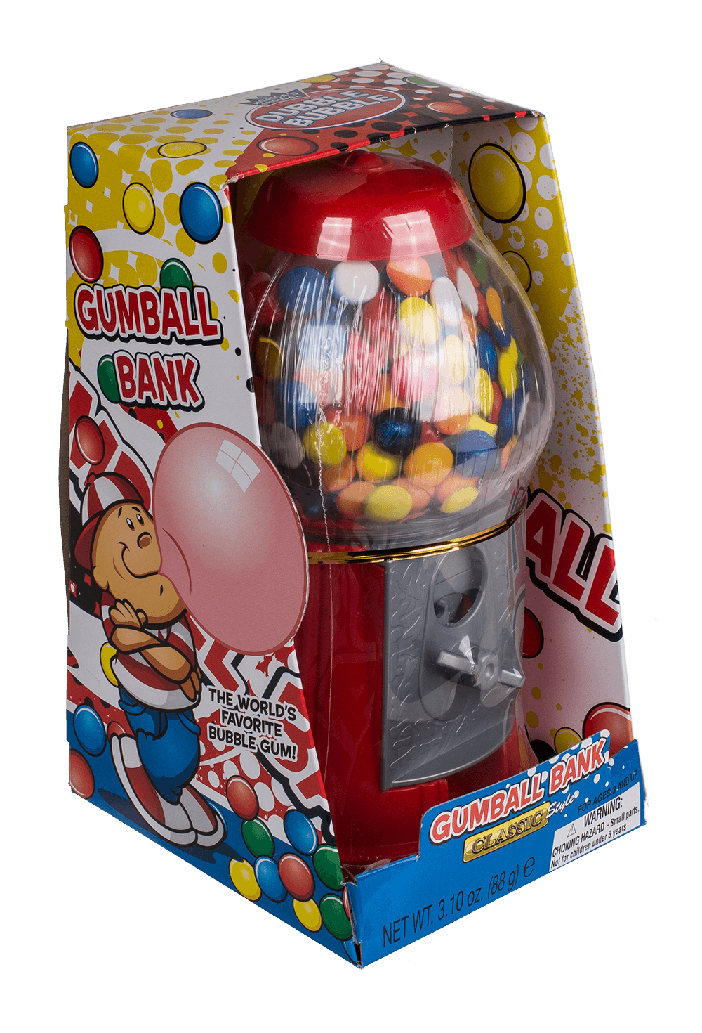 Red gumball machine, with ca. 90 g chewing gums,