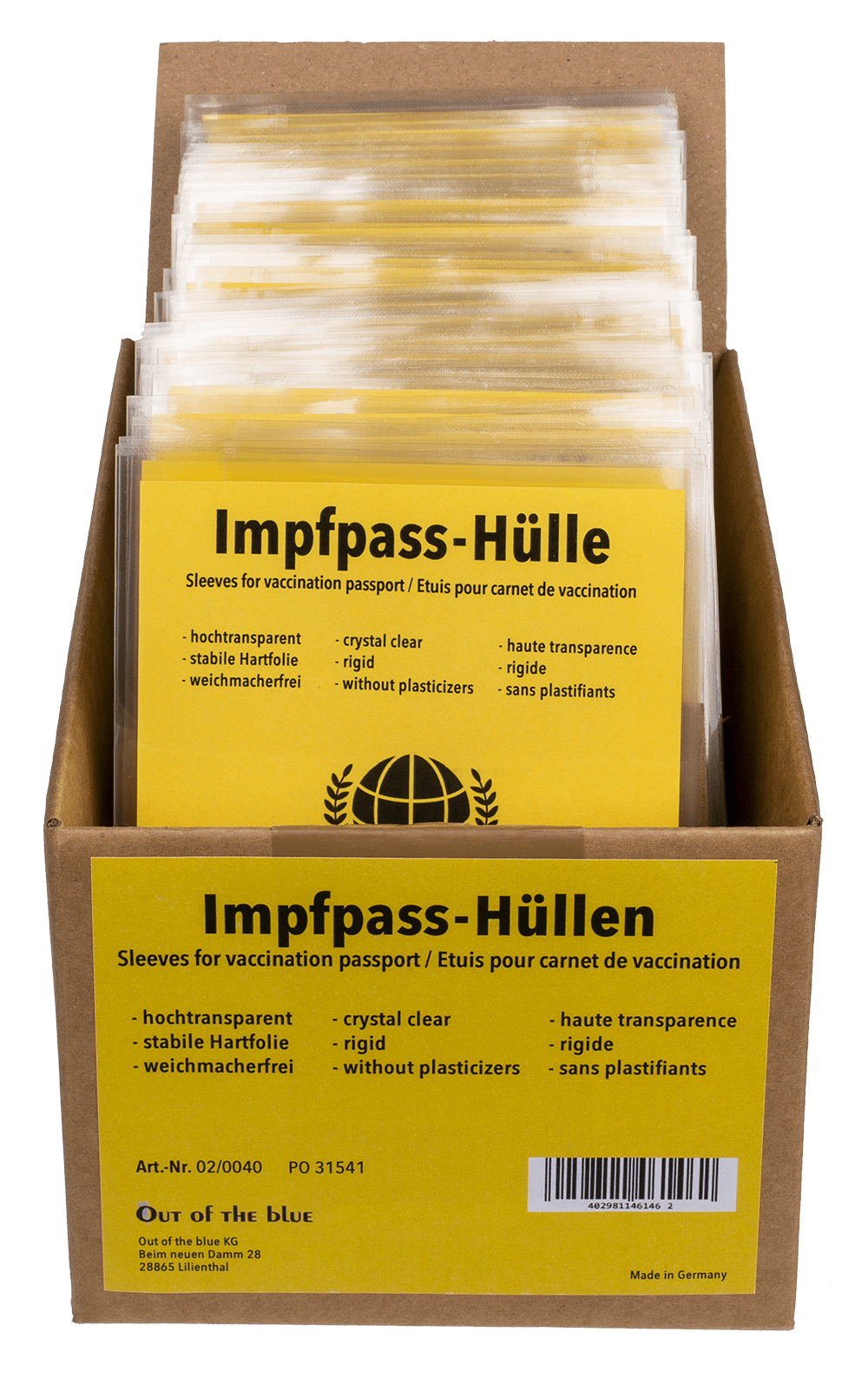 Sleeves for vaccination passport, ca. 98 x 139 mm,