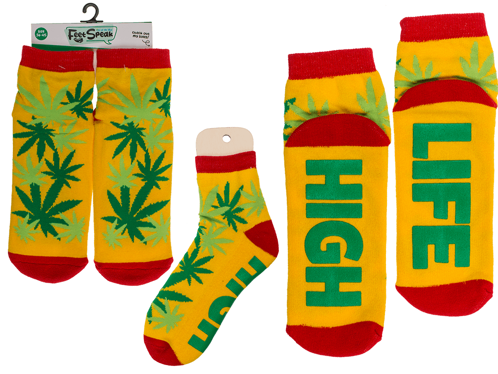 Socks, with ABS sole, High Life, one size,
