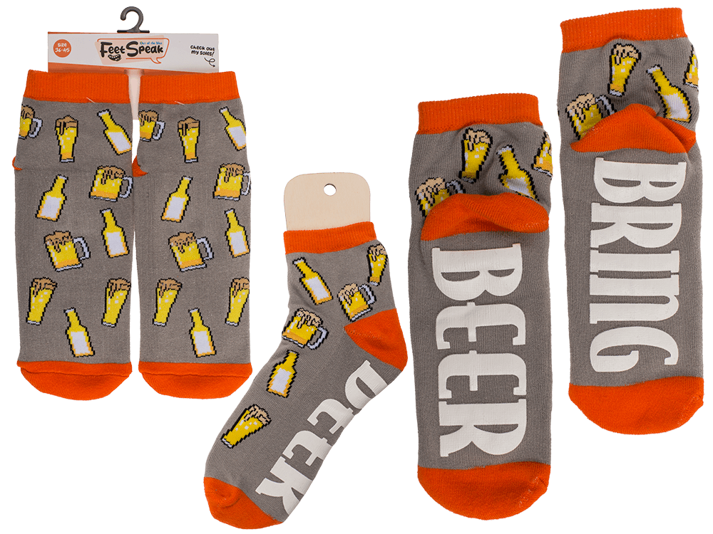 Socks, with ABS sole, Bring Beer, one size,