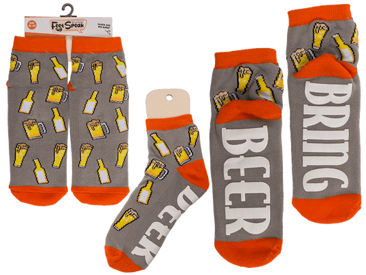 Socks, with ABS sole, Bring Beer, one size,