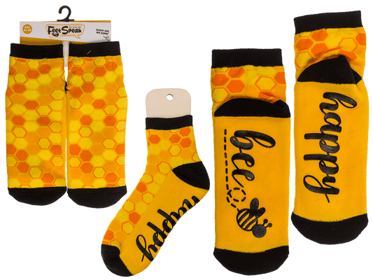 Socks, with ABS sole, Bee Happy, one size,