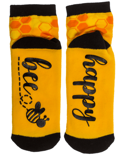 Socks, with ABS sole, Bee Happy, one size,
