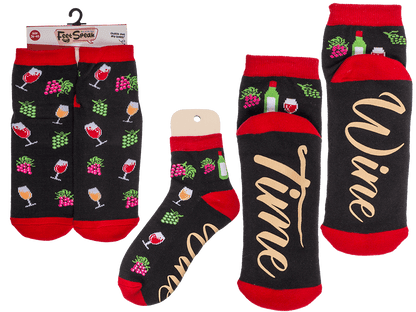Socks, with ABS sole, Wine Time, one size,