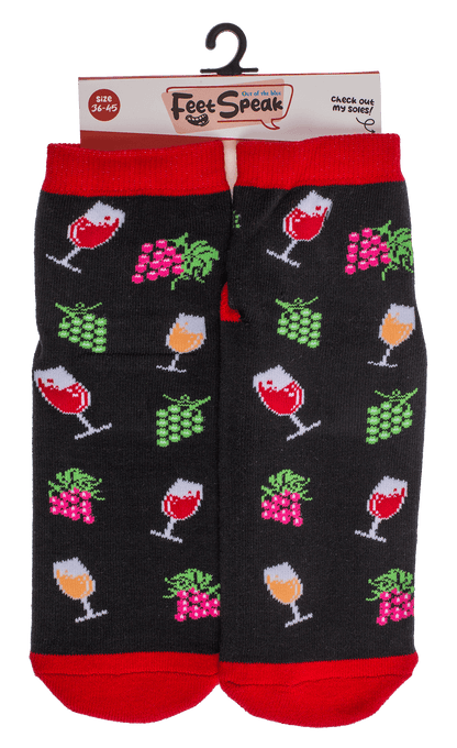 Socks, with ABS sole, Wine Time, one size,