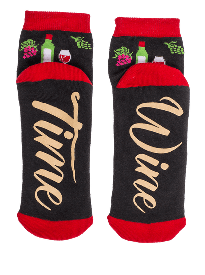 Socks, with ABS sole, Wine Time, one size,