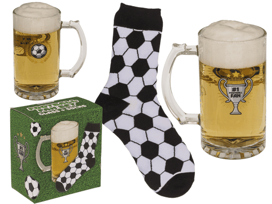 Geschenkset, Fußballfan, Bierglas + Socken,