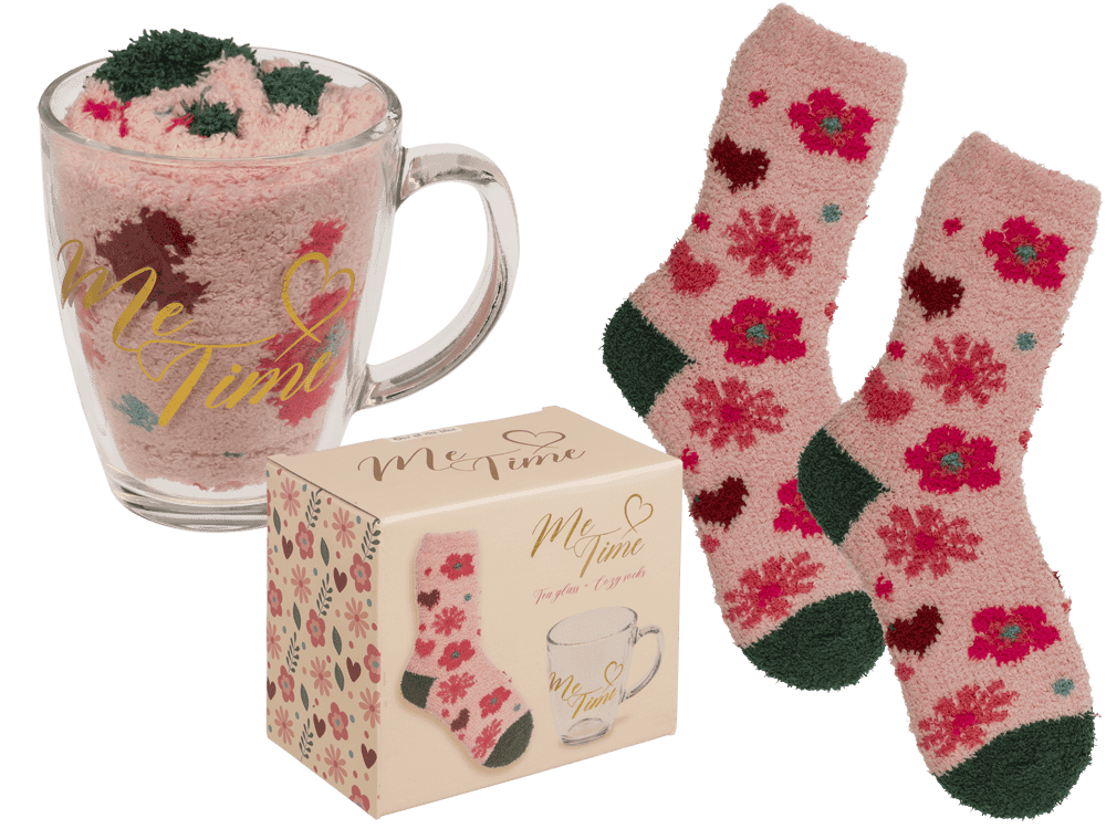 Gift set, Me Time, tea glass + fluffy socks,