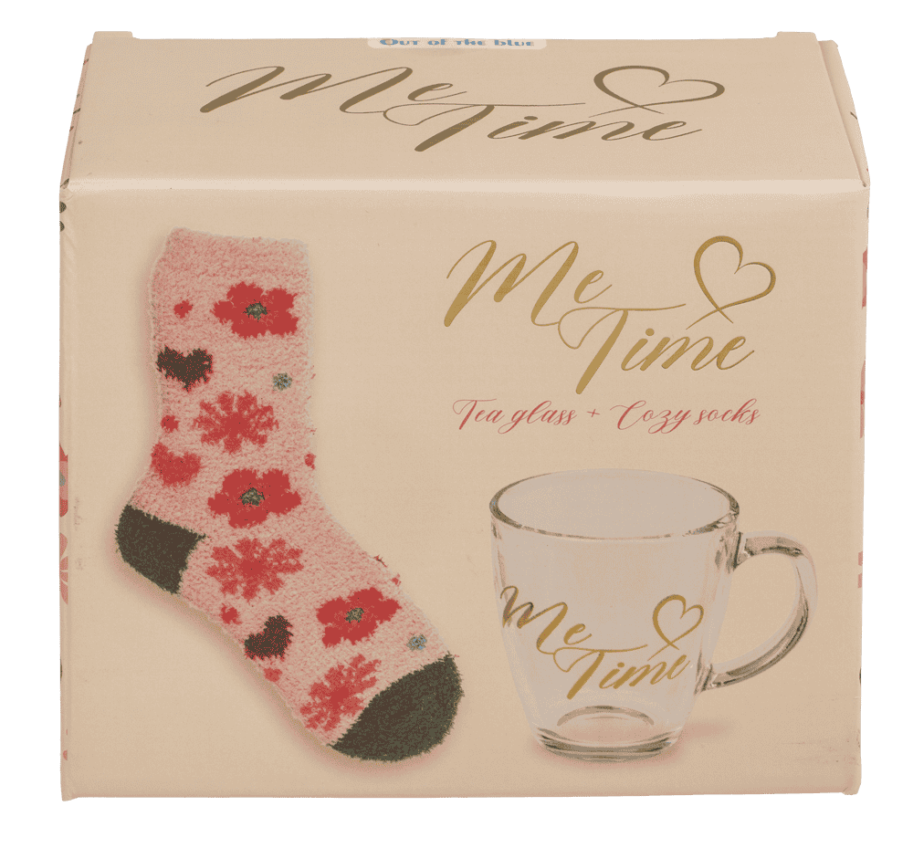 Gift set, Me Time, tea glass + fluffy socks,