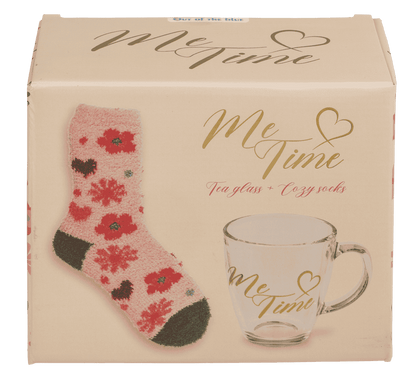 Gift set, Me Time, tea glass + fluffy socks,