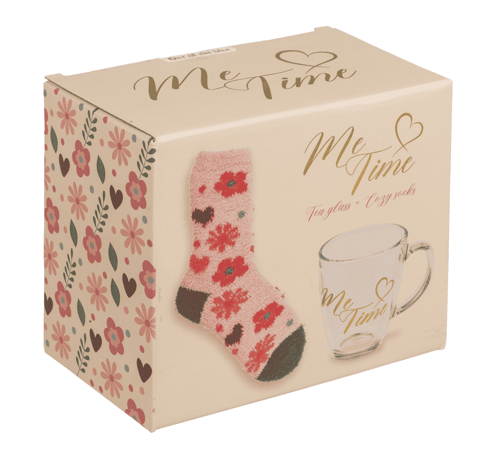 Gift set, Me Time, tea glass + fluffy socks,