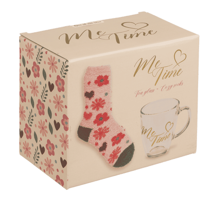 Gift set, Me Time, tea glass + fluffy socks,