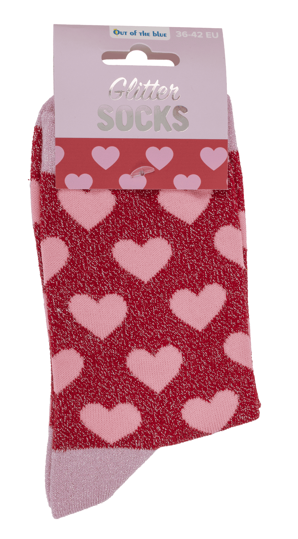 Glitter socks, hearts, size 36-42,