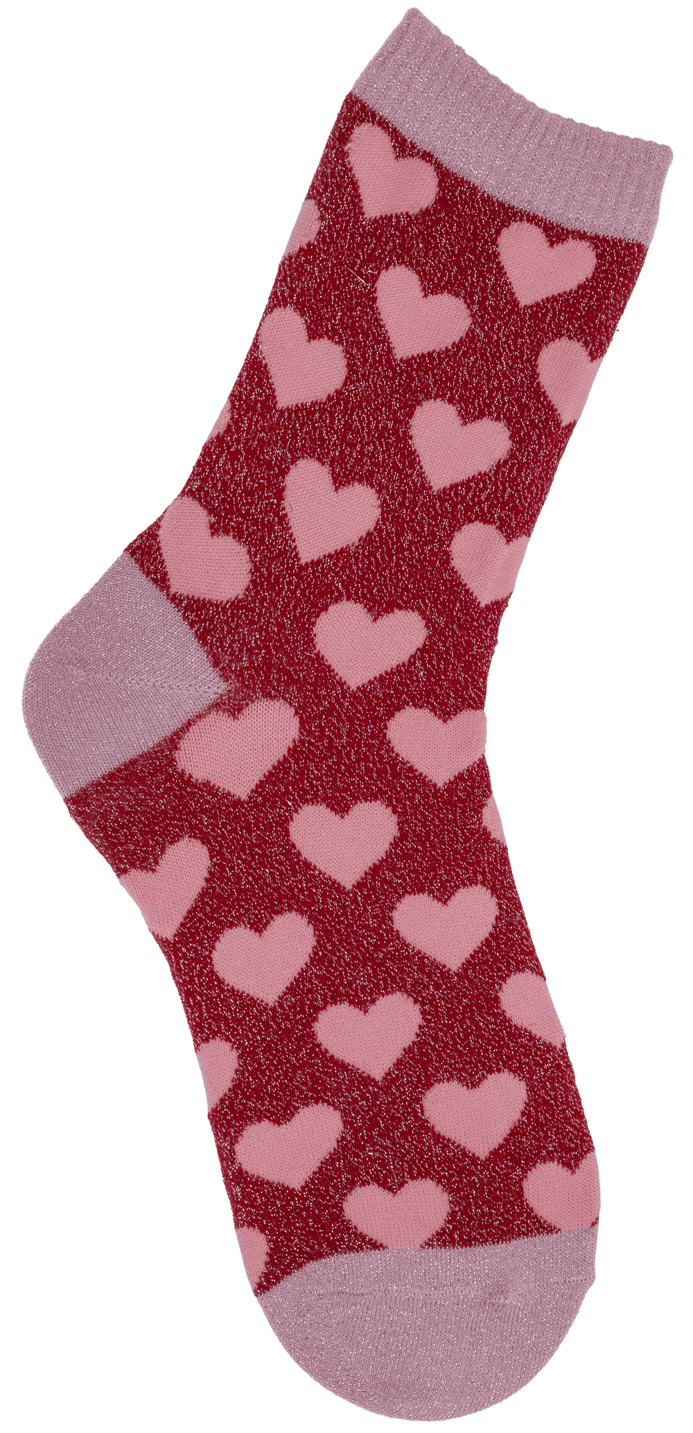Glitter socks, hearts, size 36-42,