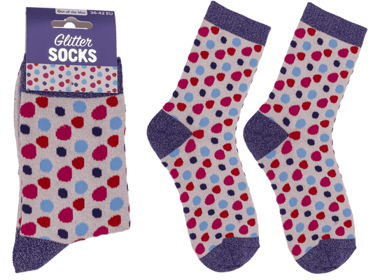 Glitter socks, dots, size 36-42,