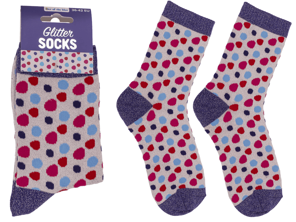 Glitter socks, dots, size 36-42,