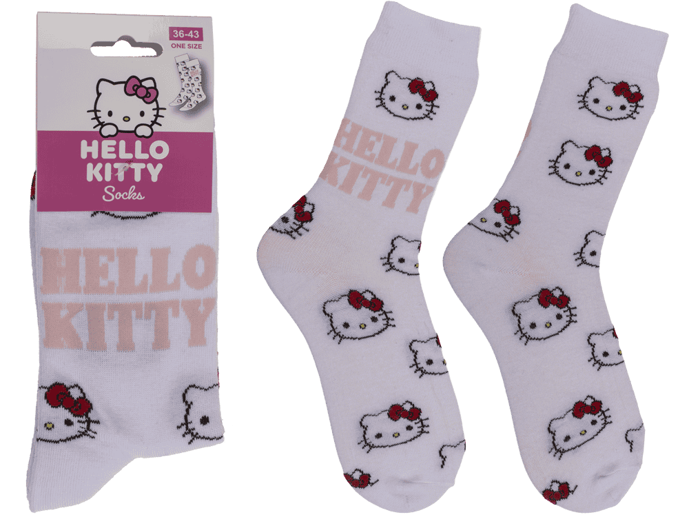 Socks, Hello Kitty, white, size 36-43,