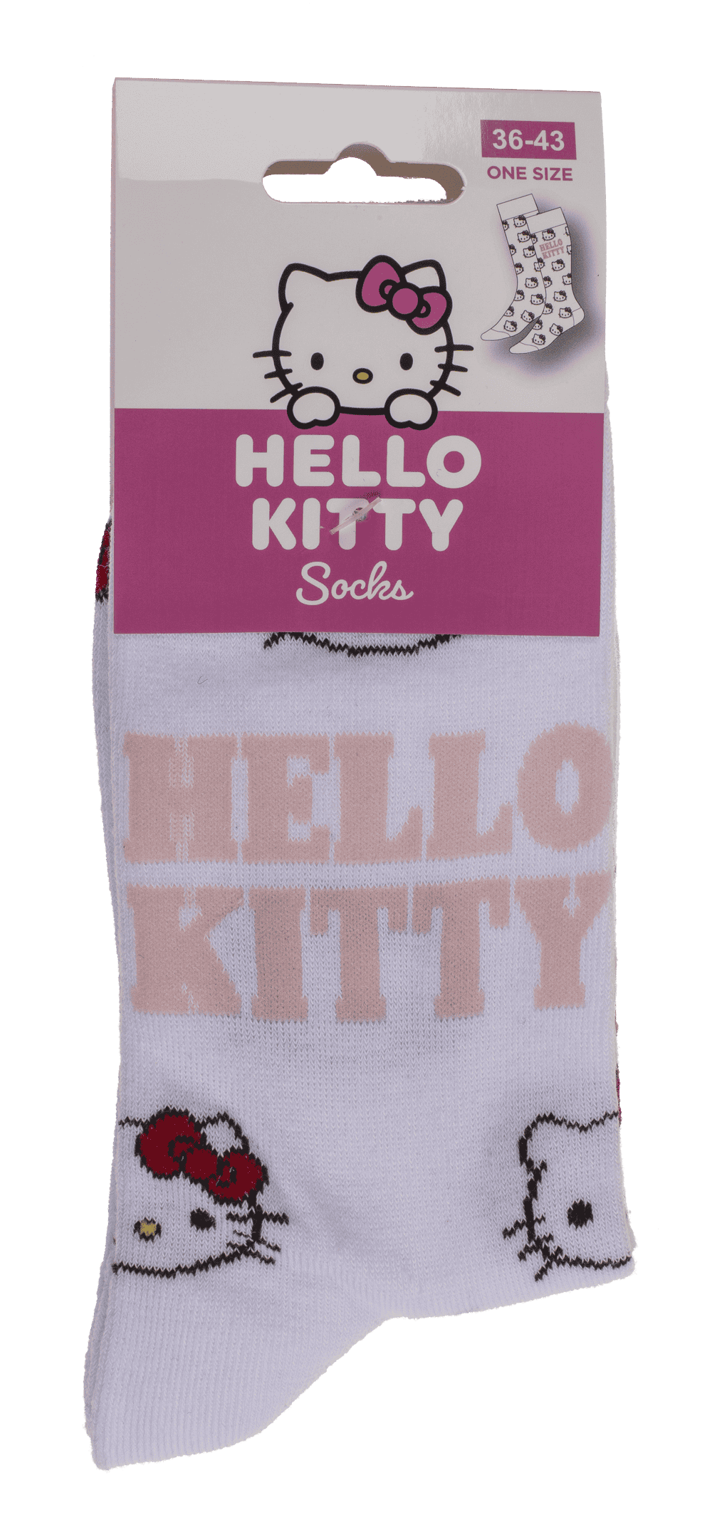 Socks, Hello Kitty, white, size 36-43,