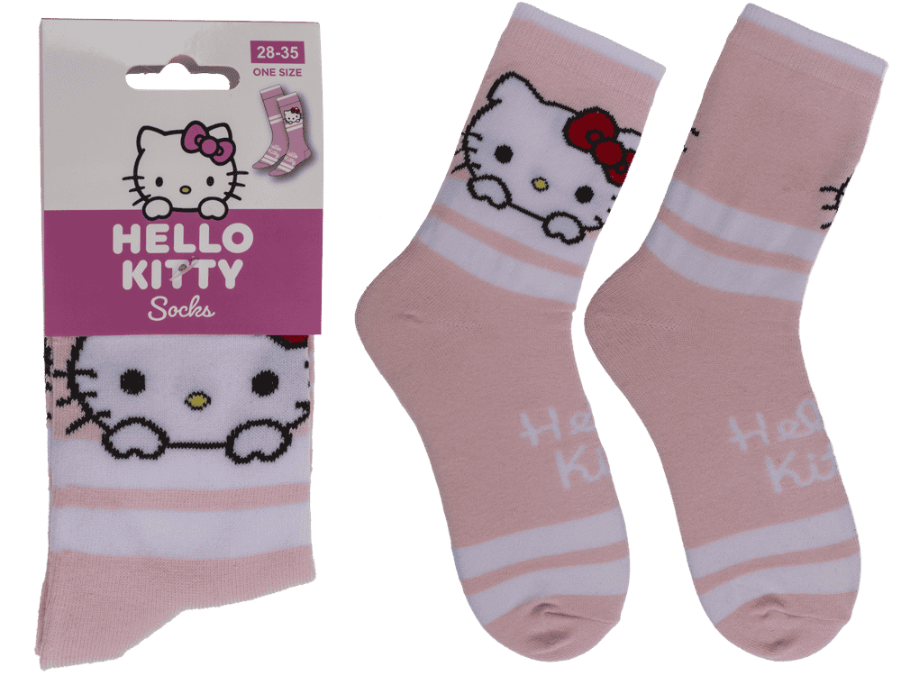 Socks, Hello Kitty, with stripes, size 28-35,