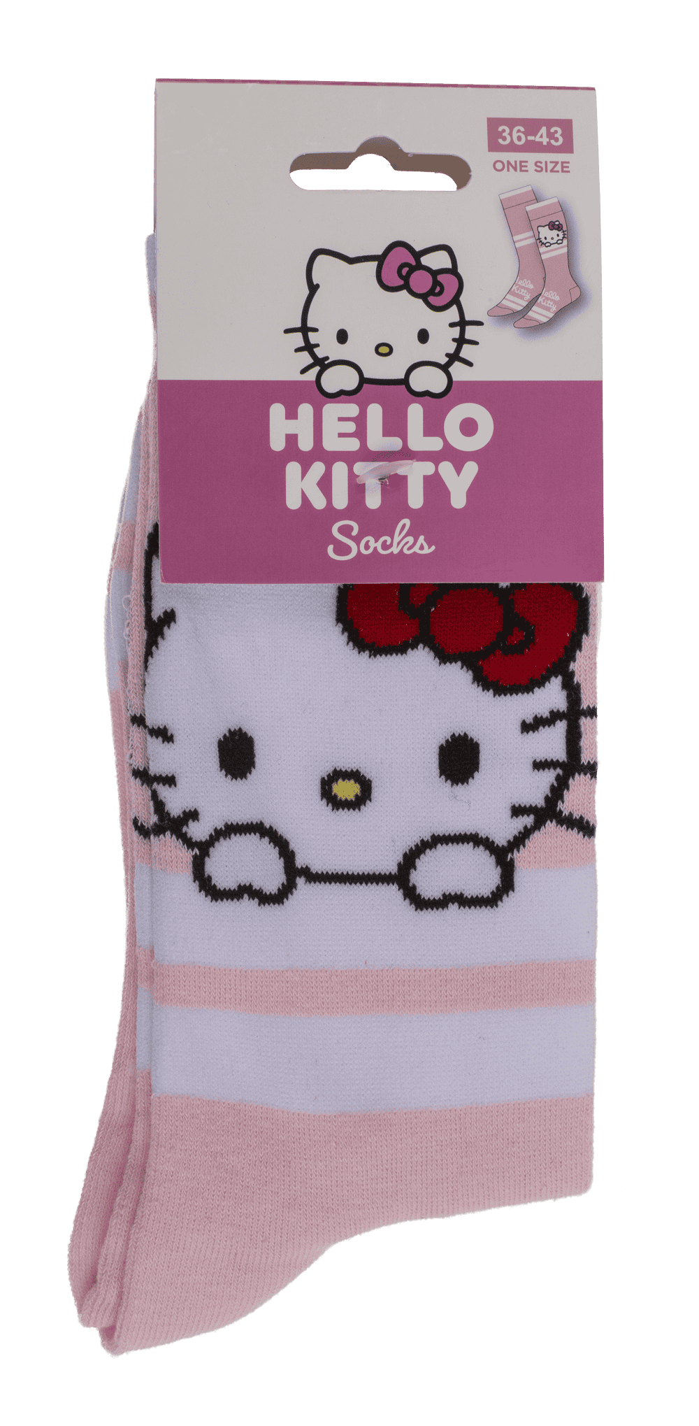 Socks, Hello Kitty, with stripes, size 36-43,