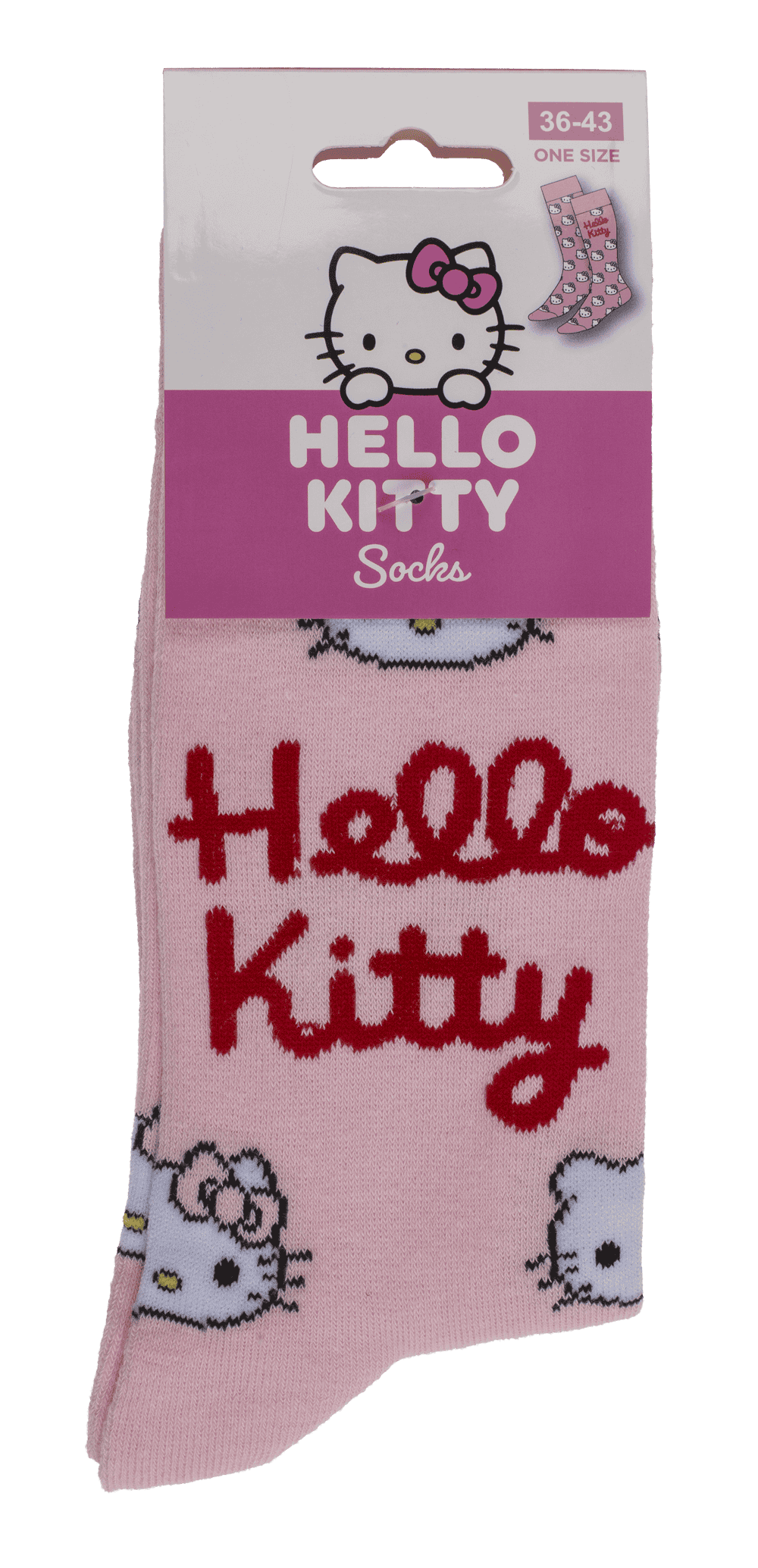 Socks, Hello Kitty, pink, size 36-43,