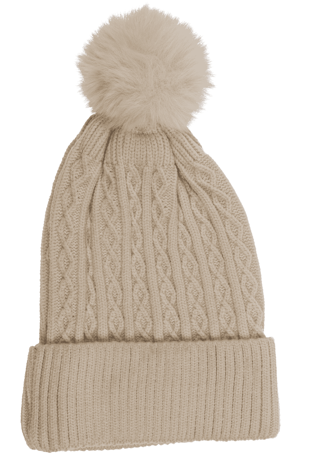 Ladies beanie with fake pur pompom,